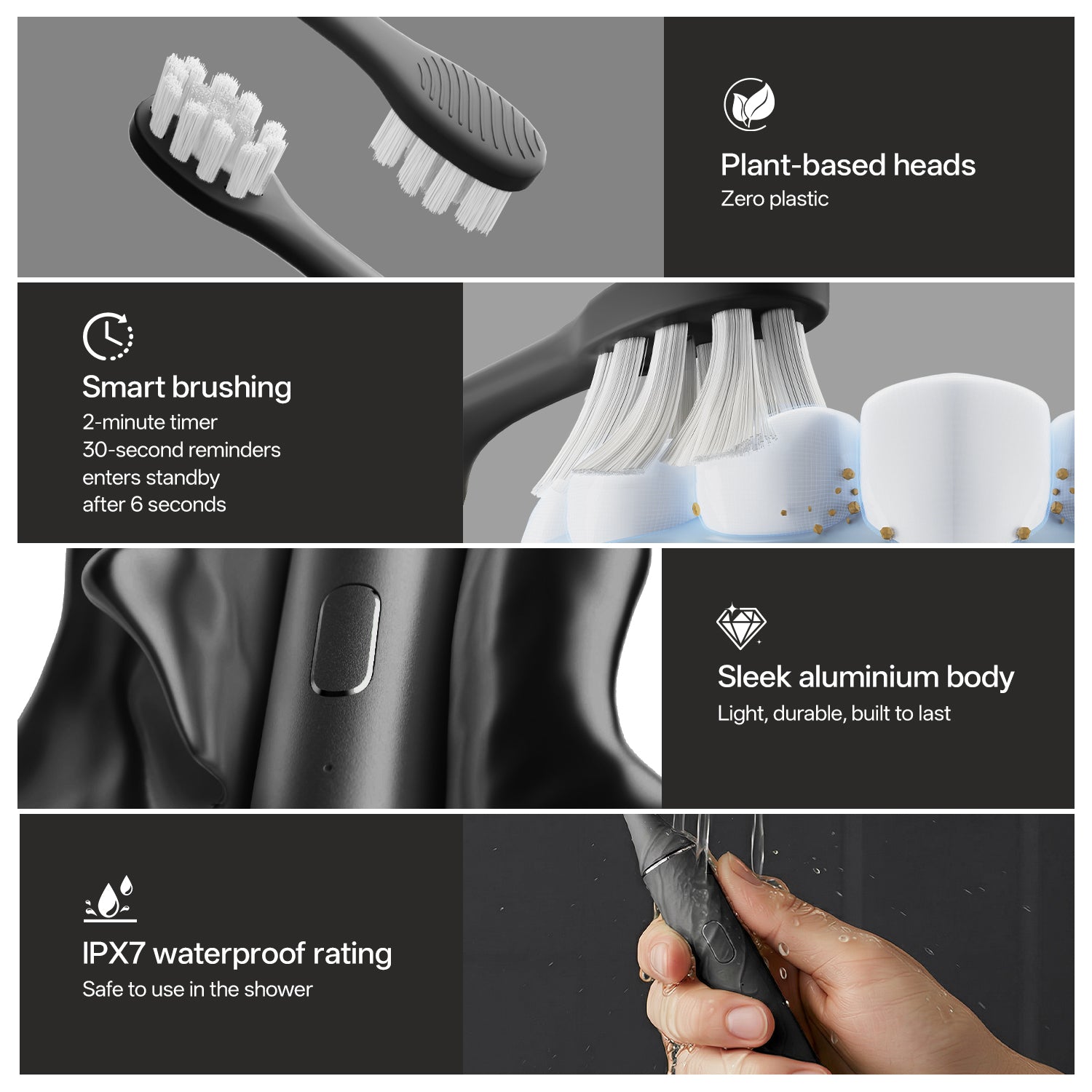 ODAY Sonic Electric Toothbrush, Wireless Charging, IPX7 Waterproof, 1 Month+ Battery